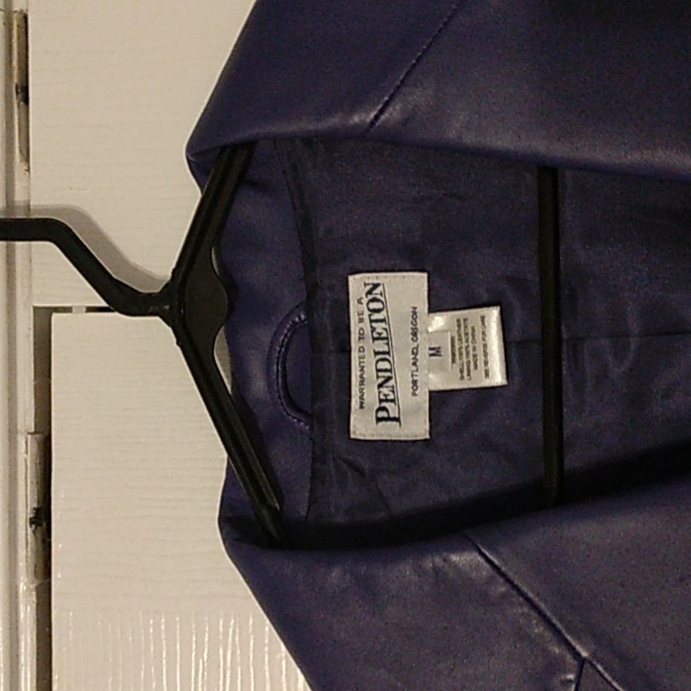 Pendleton Leather Jacket Sz. M Purple - image 4